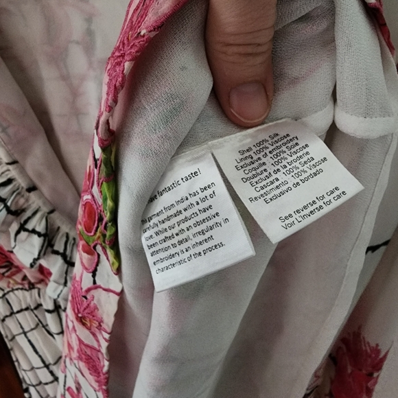 Rococo Sand 100% Silk Embroidered Floral Mini Dress - Picture 5 of 9